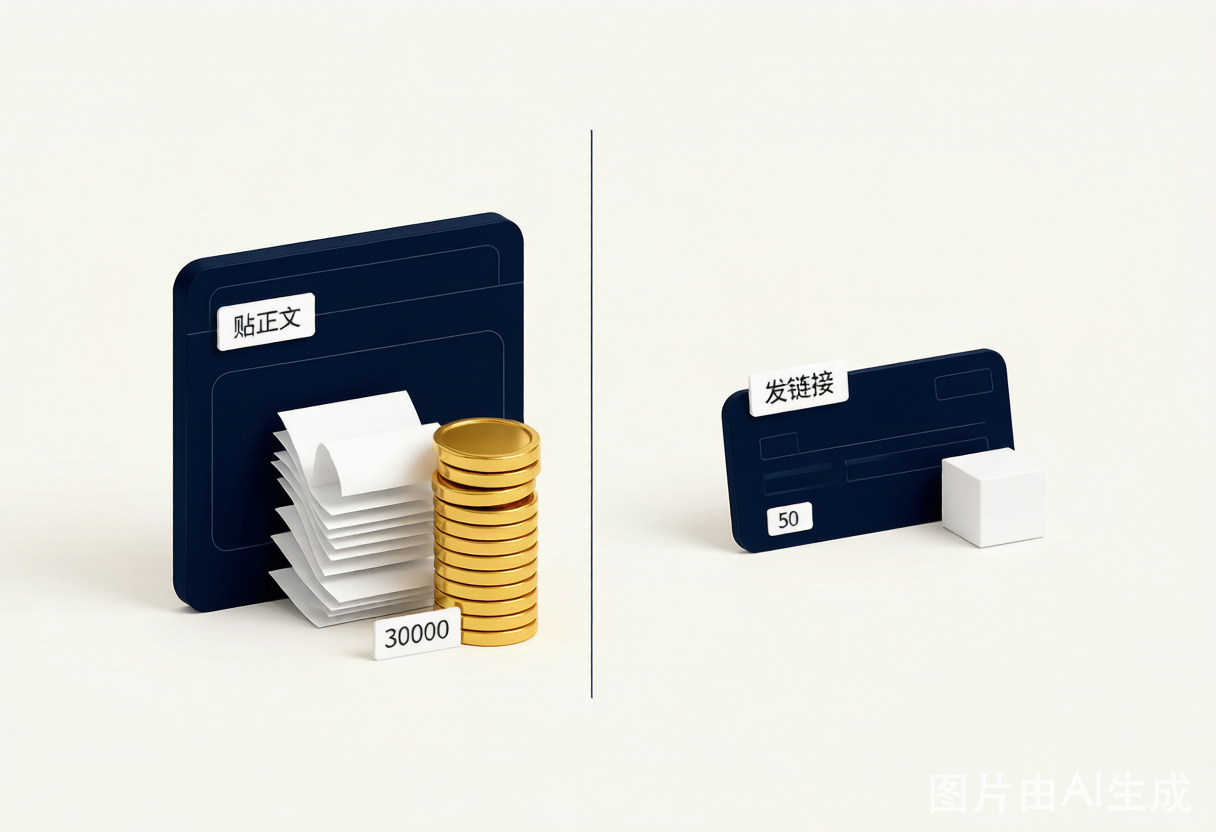 贴正文 vs 发链接的 token 成本对比